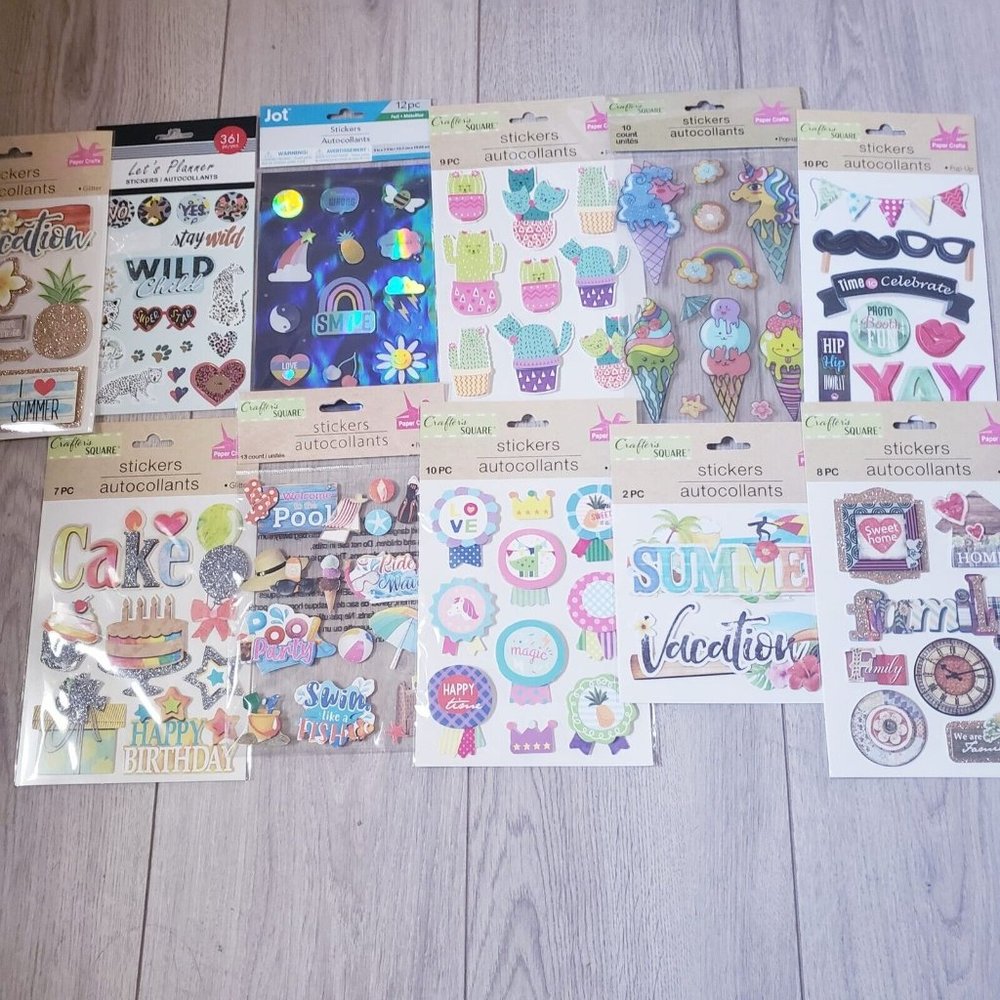 Sticker set of 11 for scrapbooking. 10 set of Crafter square & happy planner
